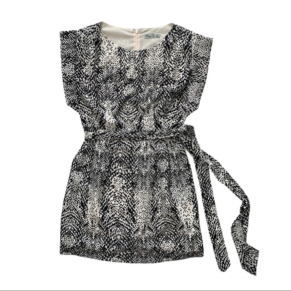 Eliza J Short Sleeve Chic Belted Sash Snakeskin Snake Print Mini Dress 6 petite - Picture 15 of 15